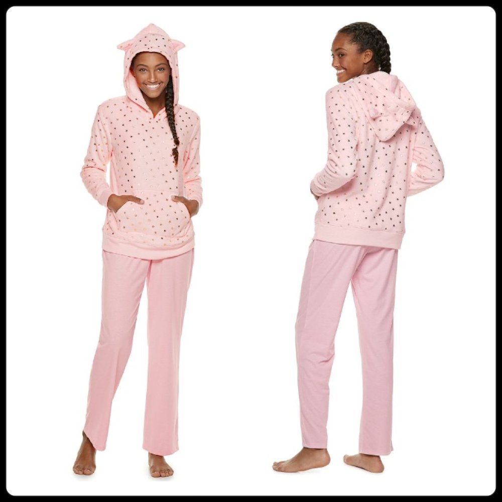 SO Soft & Cozy 2-pc Pajama Set Cute Hood Pullover - Picture 1 of 7